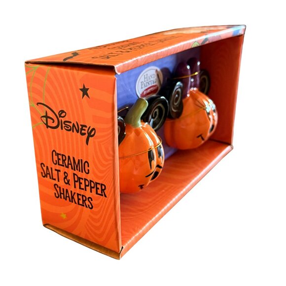 Disney Mickey & Minnie‎ Mouse Jack O'lantern Salt & Pepper Shaker Set - NIB - Picture 7 of 9